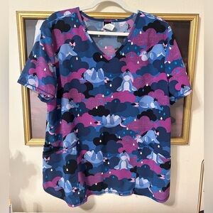 Disney Women's Eeyore Rain V-Neck Scrub Top